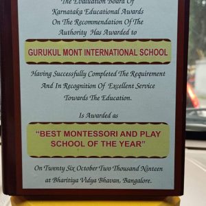 Best Montessori and Playschool award GurukulMont Award